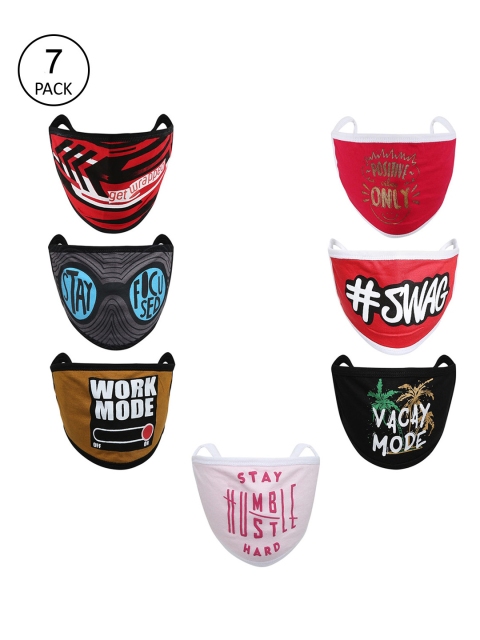 

Get Wrapped Pack Of 7 Printed 2-Ply Cloth Masks, Black