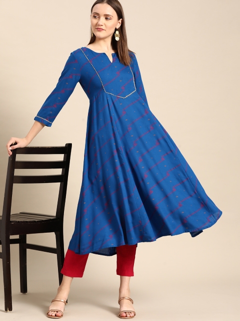 

Anouk Women Blue & Red Printed Gotta Patti Kurta