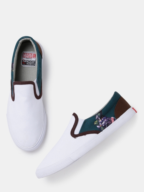 

Kook N Keech Marvel Unisex White & Green Slip-Ons