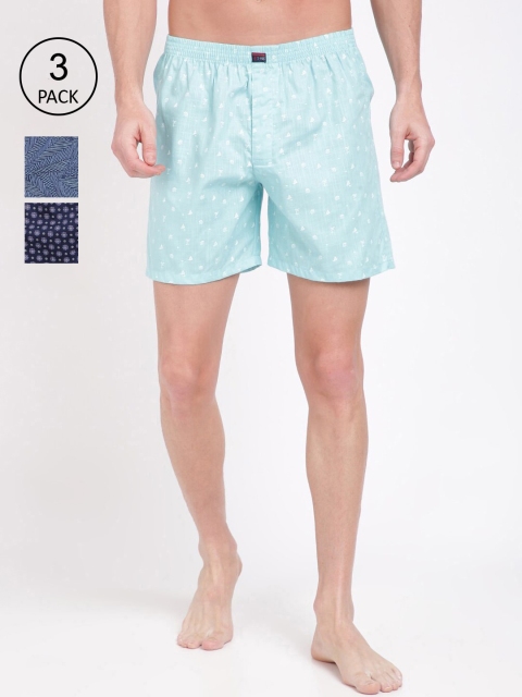 

IVOC Men Set of 3 Boxer Shorts, Turquoise blue