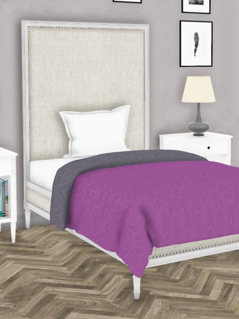 

BIANCA Grey & Purple Geometric AC Room 210 GSM Single Bed Comforter