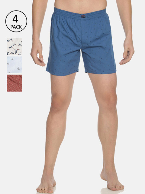 

IVOC Men Pack Of 4 Printed Boxers, Blue