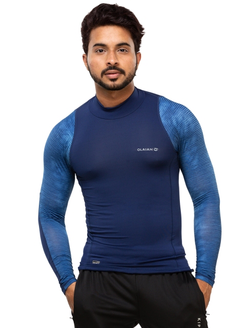 

OLAIAN By Decathlon Men Blue Solid Round Neck T-shirt