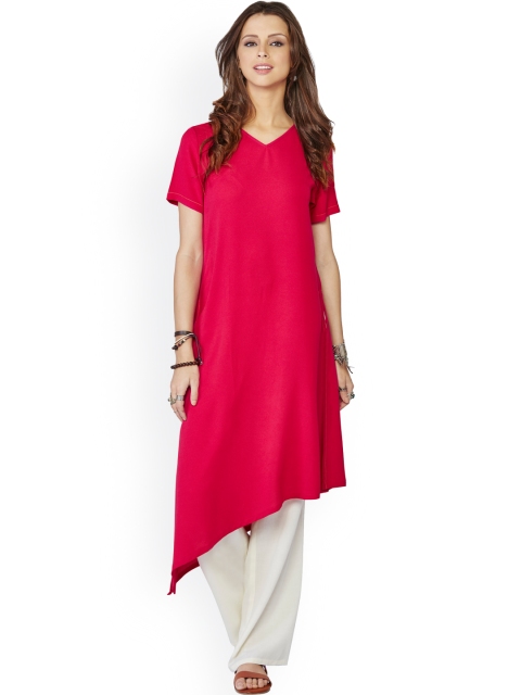 

Global Desi Pink Asymmetric A-Line Kurta