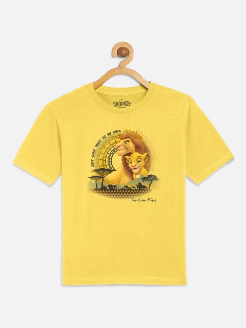 

Kids Ville Boys Yellow Lion King Print Round Neck Pure Cotton T-shirt