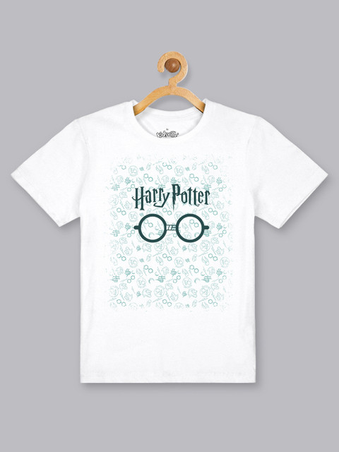 

Kids Ville Boys White Harry Potter Printed Round Neck Pure Cotton T-shirt