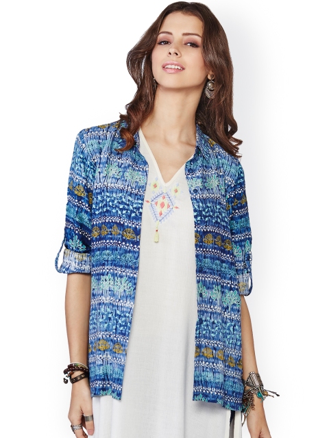 

Global Desi Blue Printed Top