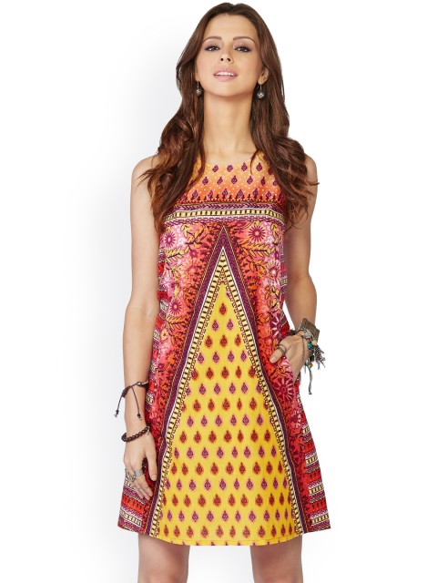 

Global Desi Yellow & Red Printed A-Line Dress