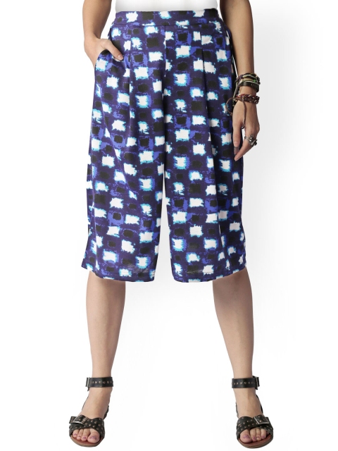 

Global Desi Blue Printed Relaxed Fit Culottes