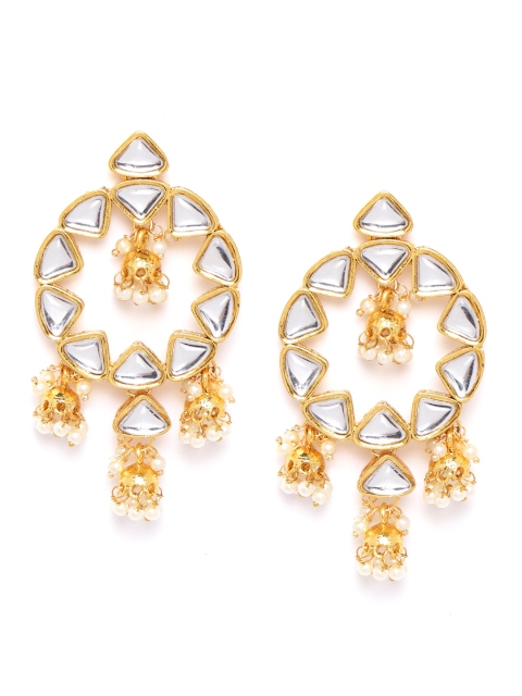 

Anouk Gold-Plated Kundan Studded & Beaded Circular Drop Earrings