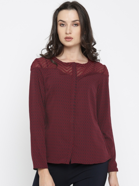 

Wills Lifestyle Maroon Polyester Printed Top