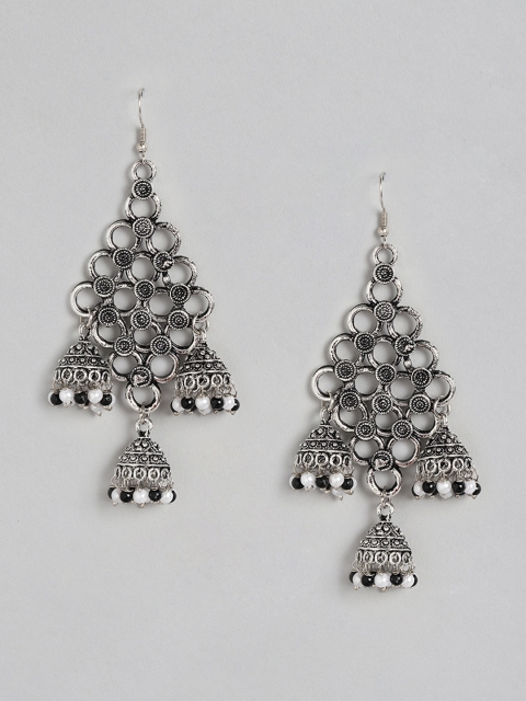 

Anouk Oxidised Silver-Plated Beaded Classic Drop Earrings