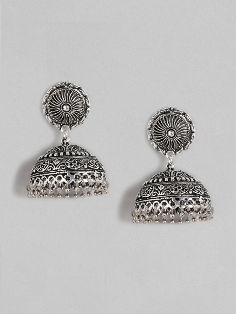 

Anouk Oxidised Silver-Plated Textured Dome Shaped Jhumkas