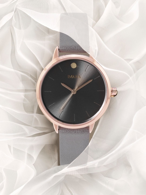 

IMARA Women Black Leather Straps Analogue Watch 043-A