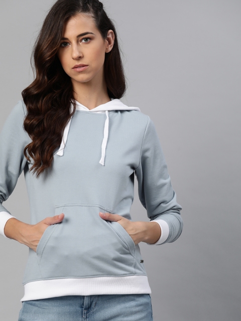 

Roadster Women Blue Solid Hooded Sweatshirt