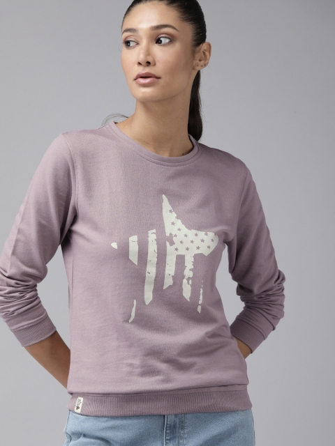 

Roadster Women Lavender & White American Flag Print Sweatshirt