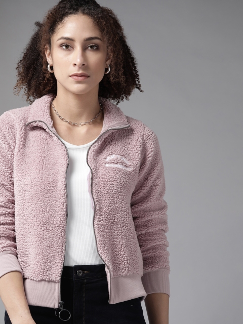 

Roadster Women Lavender Solid Sherpa Sweatshirt
