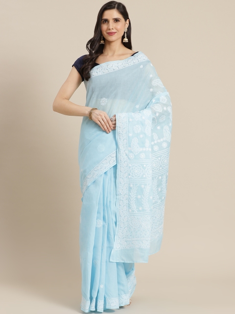 

ADA Blue & White Embroidered Chikankari Saree