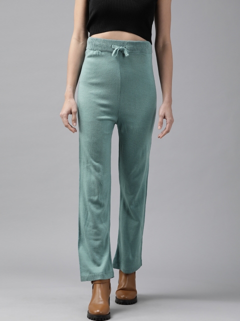 

Roadster Women Blue Solid High-Rise Winter Trousers