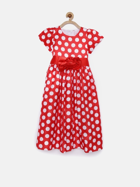 

Tiny Girl Red Polka Dot Print Fit & Flare Dress