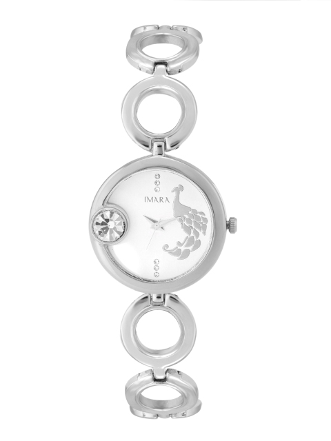 

IMARA Women White Printed Dial & Silver Toned Bracelet Style Straps Analogue Watch 008-A