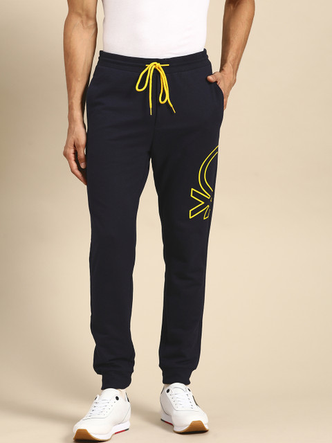 

United Colors of Benetton Men Navy Brand Logo Print Detail Joggers, Navy blue