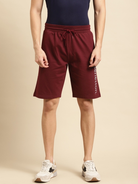 

United Colors of Benetton Men Maroon Mid-Rise Regular Shorts