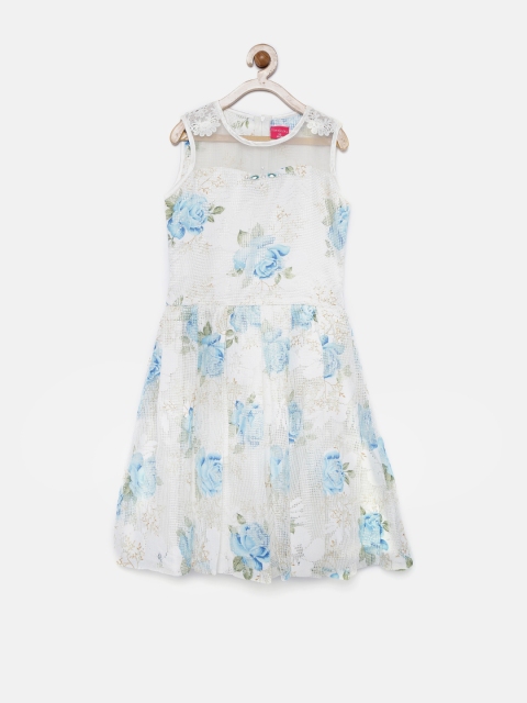 

Tiny Girl Off-White Floral Print A-Line Dress