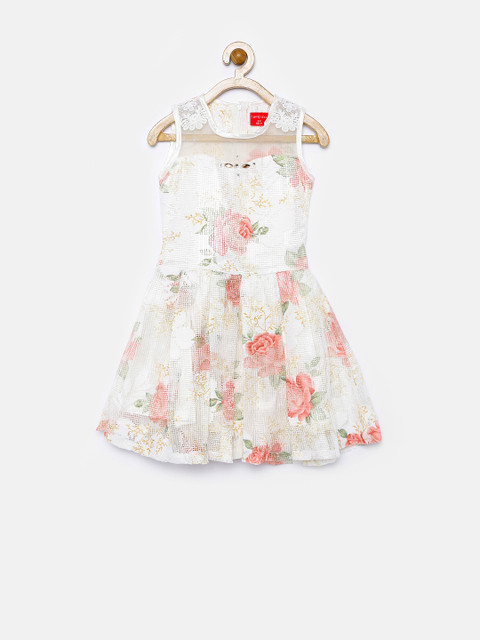 

Tiny Girl Off-White Floral Print A-Line Dress