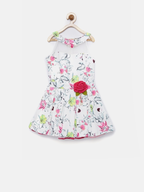 

Tiny Girl White Floral Print Fit & Flare Dress