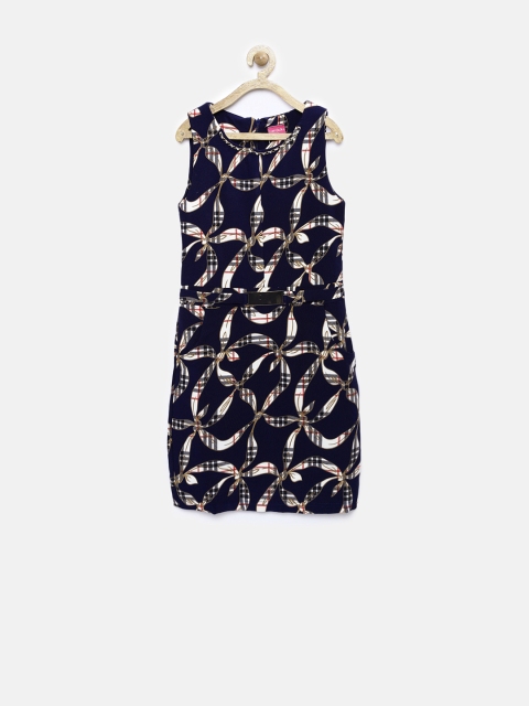 

Tiny Girl Navy Printed Sheath Dress, Navy blue