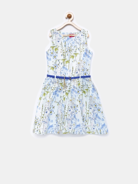 

Tiny Girl Blue Floral Print Fit & Flare Dress