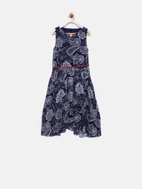 

Tiny Girl Navy Floral Print A-Line Dress, Navy blue