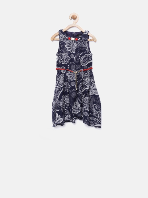 

Tiny Girl Navy Floral Print Fit & Flare Dress, Navy blue