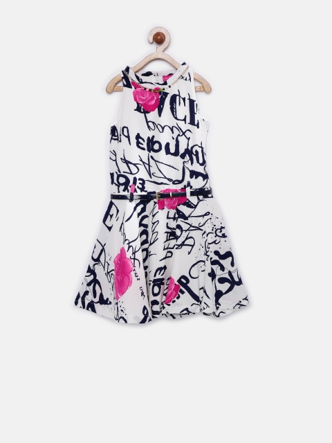 

Tiny Girl Off-White Printed Fit & Flare Dress with Embellished Detail