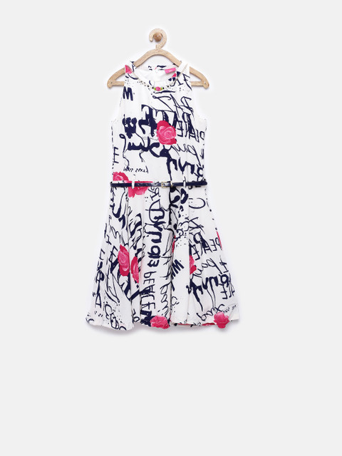 

Tiny Girl Off-White Printed Fit & Flare Dress
