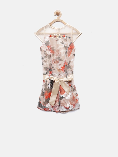 

Tiny Girl Beige Floral Print Lace Playsuit