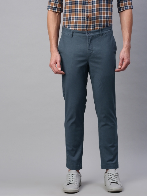 

abof Men Blue Slim Fit Regular Trousers
