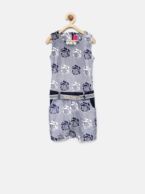 

Tiny Girl Navy Floral Print Playsuit with Embellished Detail, Navy blue