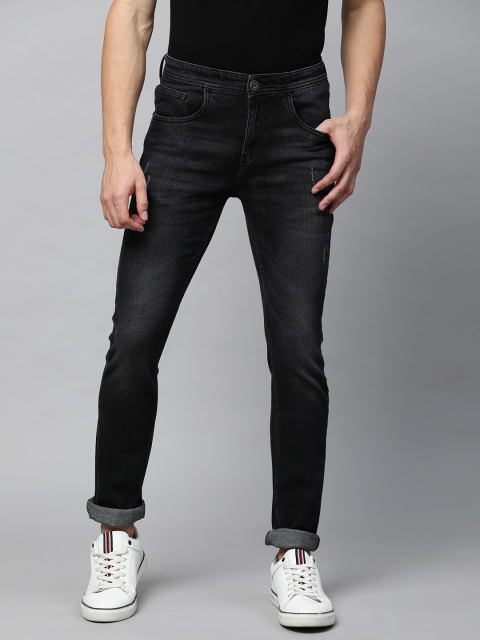 

abof Men Black Skinny Fit Low Distress Light Fade Stretchable Jeans