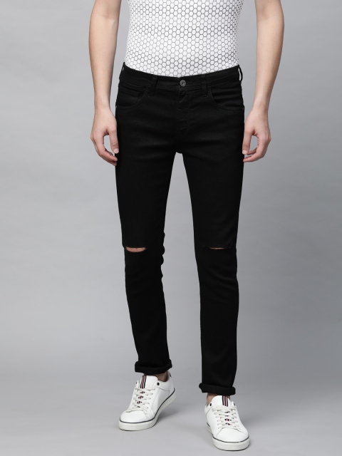 

abof Men Black Slim Fit Slash Knee Stretchable Jeans