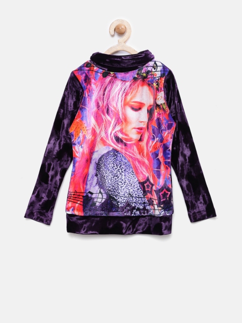 

Tiny Girl Purple Printed Top with Embellished Detail