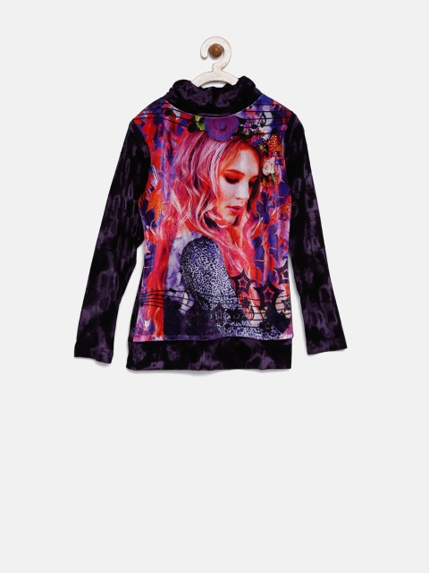 

Tiny Girl Purple Printed Top with Embellished Detail