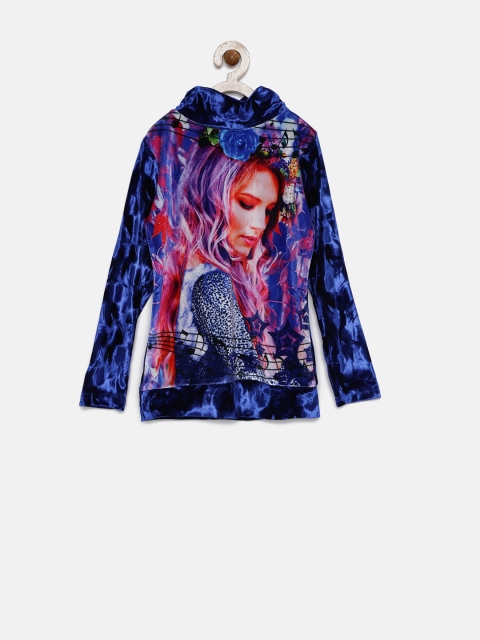 

Tiny Girl Navy Printed Top with Embellished Detail, Navy blue