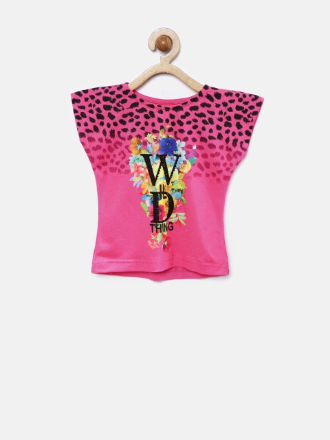 

Tiny Girl Pink & Black Printed Top with Embellished Detail