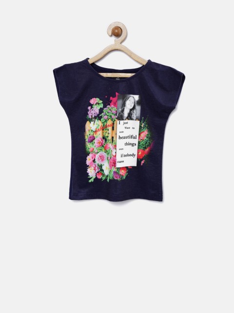 

Tiny Girl Navy Floral Print Top, Navy blue