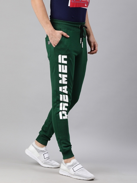 

abof Men Green & White Printed Joggers