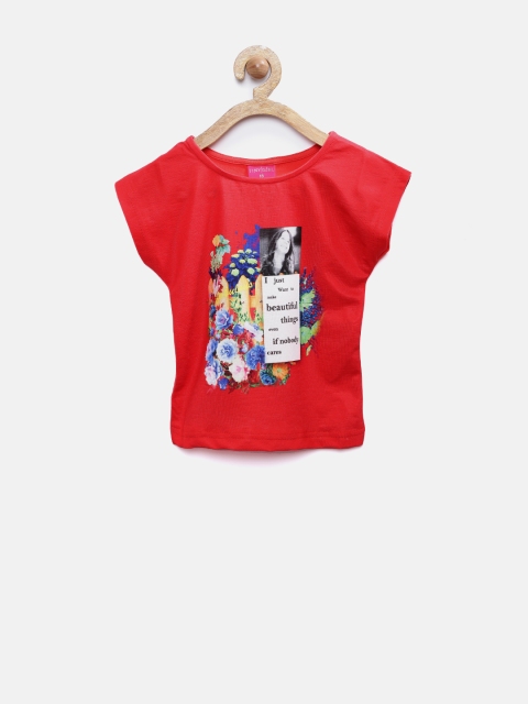 

Tiny Girl Red Floral Print Top