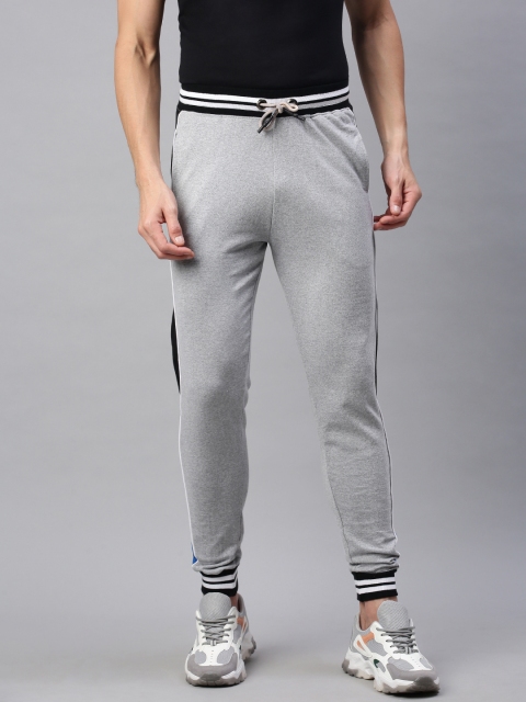 

abof Men Grey Melange & Black Solid Striaght Fit Joggers