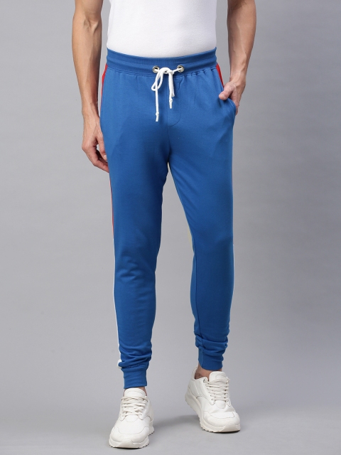 

abof Men Blue Solid Pure Cotton Regular Fit Joggers